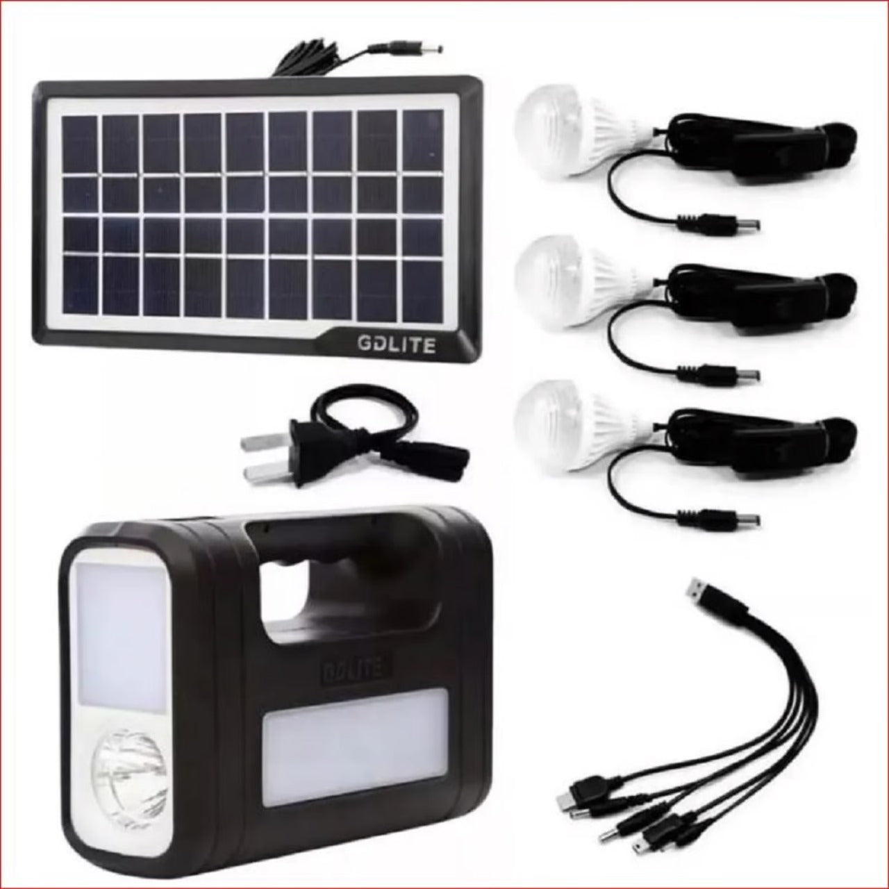 Kit Panel Solar Con Batería Y 3 Bombillos