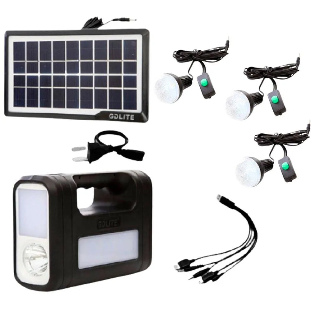 Kit Panel Solar Con Batería Y 3 Bombillos